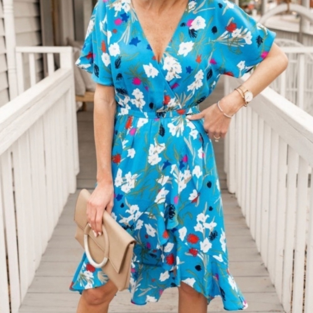 NWT J.Crew Size L Mercantile Blue Floral Dress